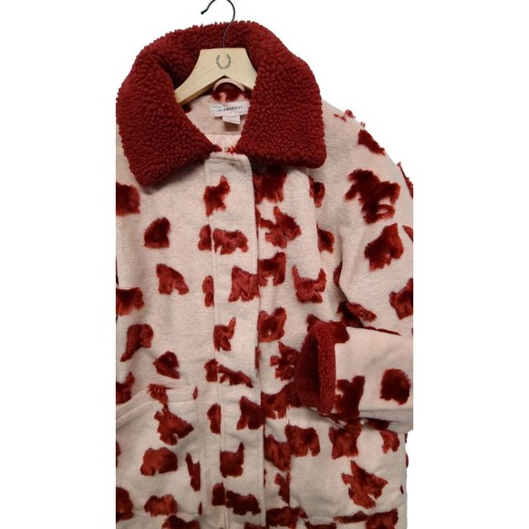 Glamorous Faux Fur Accent Womens Size Small Coat Pink and Red Abstract Quirky - Picture 5 of 11